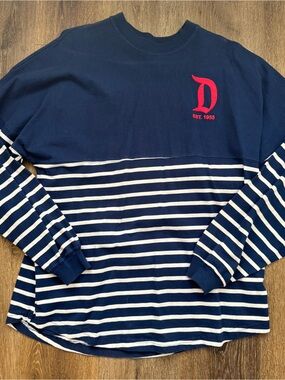 Disney Adult Navy & White Striped Long Sleeve Spirit Jersey